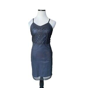 Vintage Y2K Mandee Beaded Mesh Dress Size S Black Overlay Mall Glam Coquette USA